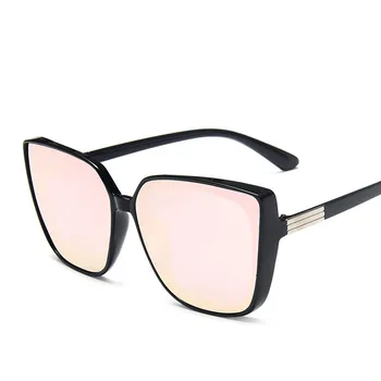 Mode Plast Cat Eye Kvinder Overdimensionerede Solbriller Brand Designer Vintage Retro Spejl solbriller Til Kvinder UV400 Oculos