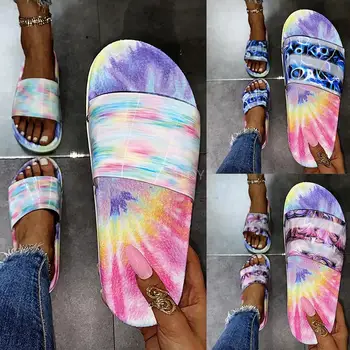 Mode Print Beach Tøfler Gennemsigtige Sko Kvinder Beach Sandaler Sko Rejse Slip-on Mujer Zapatillas Casa Flip Flop