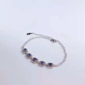 Mode sød pladsen på en naturlig blå safir perle armbånd naturlig gemstone Armbånd S925 sølv pige kontor gave, fest smykker