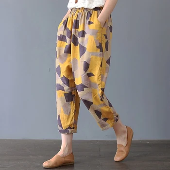 Mode Vintage Elastisk Talje Harem Bukser Efteråret Print Bukser, Casual Løs Ankel-Længde Bukser Kvinder Harem Bukser