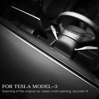 Model3 Bil Center Konsol Trim for Tesla Model 3 2019-2021 Carbon Fiber Betjeningspanel Panel Beskyttende Plaster Tilbehør