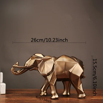 Moderne Abstrakte Golden Elephant Statue Harpiks Ornament Hjem Dekoration Tilbehør-Gaver til Elefant Skulptur Dyr Håndværk