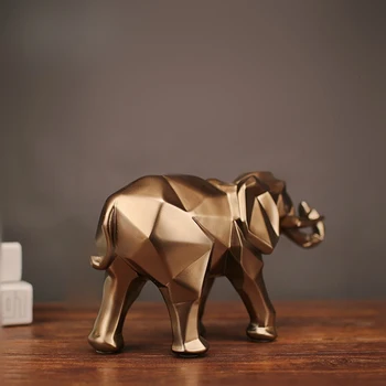 Moderne Abstrakte Golden Elephant Statue Harpiks Ornament Hjem Dekoration Tilbehør-Gaver til Elefant Skulptur Dyr Håndværk