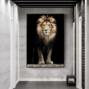 Moderne Dyr Kunst Lion Plakat Lærred Maleri og Udskriver Væg Kunst Skandinaviske Billeder til stuen Cuadros Hjem Dekoration
