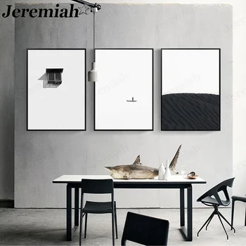 Moderne Fashion Sort og Hvid Kanvas Plakat Kreativ Minimalisme Vej Stige Maleri Væg Kunst, Abstrakt Room Dekoration