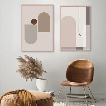 Moderne Geometrisk Abstrakt Lærred Maleri Skandinavisk Stil Væg Kunst Plakat og Print Nordisk Minimalisme Stue Home Decor
