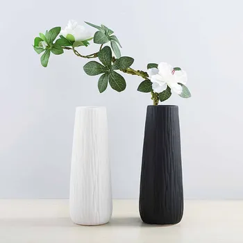 Moderne Keramiske Vaser Hvid/Sort Bordplade Vase Europæisk Stil Hjem Dekoration Sort Vase Mode Urtepotte Kreativ Gave TB Salg
