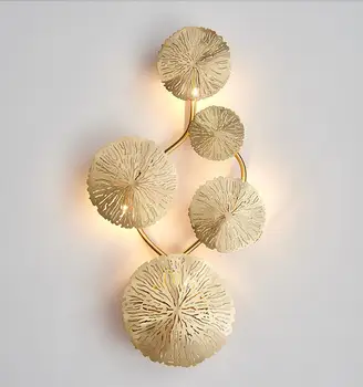 Moderne kobber væglampe kreative lotus blad luksus-stue spisestue dekoration lamp hotel lobby vægdekoration