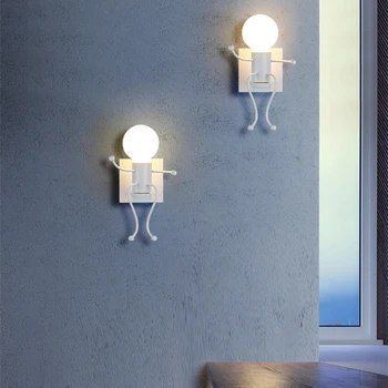 Moderne Kreativitet personlighed Lille figur E27 LED-væg lys indendørs Enkelhed 110V 220V 5W sconce lampe soveværelse stue