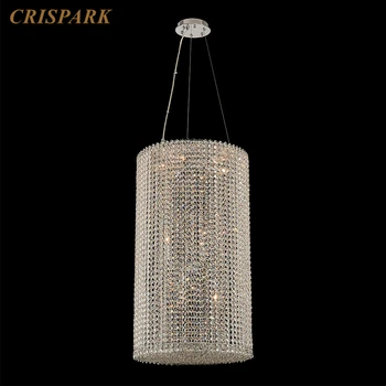 Moderne Krystal Lysekrone LED Runde Foyer Lysekrone Lampe Art Deco-Cylinder Trappe Hængende Lys Indvendige Loft Lampe