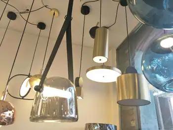 Moderne led glas kugle vedhæng lys lysekrone nordic light køkken inventar, køkken spisestue bar lumiere