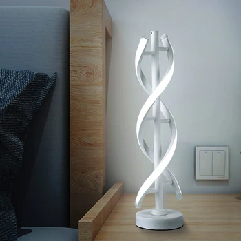 Moderne LED-Spiral bordlampe Bruser Sengen Akryl Buede Lys til stuen Soveværelse Dekoration OS Plug Bord Lys