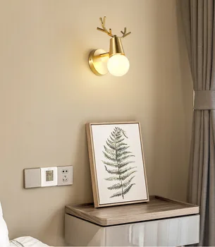Moderne led-træ spejl lys abajur led-væg lys home deco lampe ved siden af soveværelset