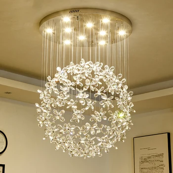 Moderne Luksus Crystal Led Loft Lysekrone til Stue Stor Sommerfugl lamper Hjem Design Krystal Lamper