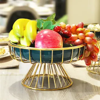 Moderne Lys Luksus Metal Keramisk Fad Med Frugt Dekoration Europæiske Luksus-Snack, Dessert Tallerken Stue Sofabord Hjem