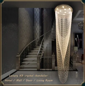 Moderne Lysekrone led lys Trappe K9 Krystal Lysekrone led-lampe til Villa lysekroner Jul indretning Luksus Lustre
