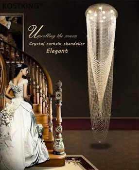 Moderne Lysekrone led lys Trappe K9 Krystal Lysekrone led-lampe til Villa lysekroner Jul indretning Luksus Lustre