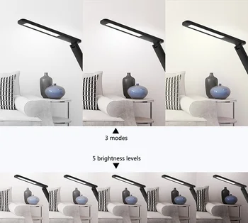 Moderne Læder 8W Dimable Office Desktop Light-Led ' en Sammenklappelig bordlampe med Vækkeur for Erhvervslivet, Arbejde, Børn Gave