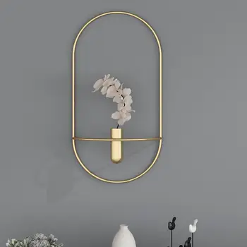 Moderne Metal vægmonteret Candle Holder Tørt blomstervaser Strygejern Kunsthåndværk Home Decor Geometriske Lysestage til Bryllup Dekoration