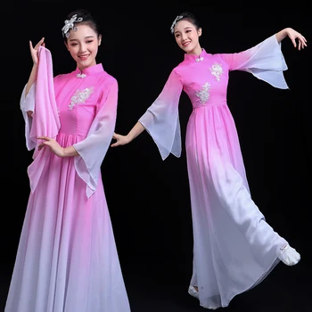 Moderne National Kvinder Yangko Dans Kostume til Fase Kvindelige Fan Dancewear Dame sceneoptræden folk Paraply Dans Kjole 90