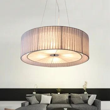 Moderne nordiske stue strygejern E27 pære lysekroner DIY hjem deco-cirkulære restaurant lysekrone lamper gaze stof lampeskærm