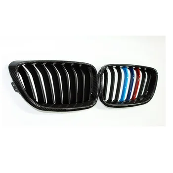 Modified carbon fiber enkelt linje lyse tre farver mat tre-farve Racing Grill, Passer til BMW 2-Serie Coupe F22 F23