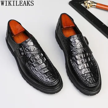 Monk-Strap Herre Kjole Sko Designer Krokodille Sko Mand Italienske Business Sko Mænd Læder Mode Kontor 2021 Shoes Hombre