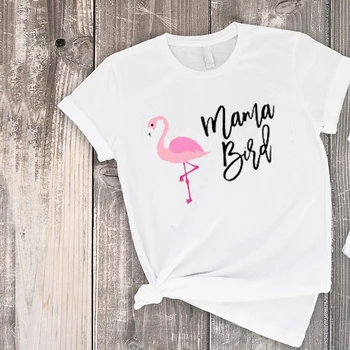 Mor og mig shirts matchende mor, datter, mor fugl baby fugl tshirt flamingo tee sæt piger tøj familie udstyr jul