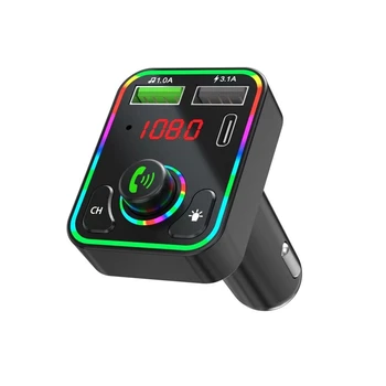 MP3 Trådløse Bluetooth-5.0 FM-Radio Transmitter til Bilen,Adapter og Modtager,Dual USB Type-C Opladning Bil Oplader