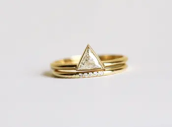 Ms 2 stykke kombination ring, Japan og Sydkorea den nye gyldne trekant ring