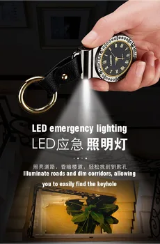Multi-funktion lomme ur opladning nøglering, lighter, vindtæt metal med lampe belysning se lysere