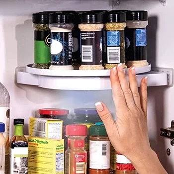 Multi-Funktion Storage Rack Roterende Hylde til Opbevaring krydderiholder Perforeret Skuffe til Badeværelse Køkken Køleskab