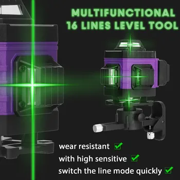 Multifunktionelle 16 Linjer 4D Laser Niveau Af Vandret Og Lodret på Tværs af Linjer selvnivellerende Laser-Niveau 360 Grøn laserstråle