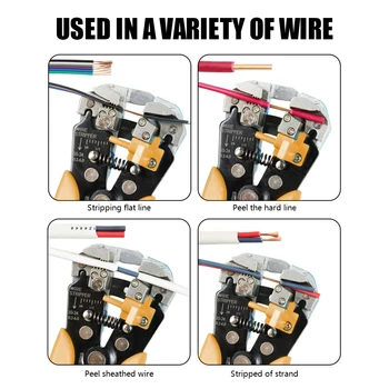 Multifunktionelle Wire Stripper Crimptang Kit Bløde Håndtag Selv Justere Kabel Ledning Cutter Crimper Rør Terminal Elektriker