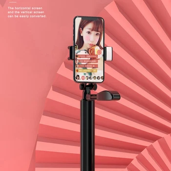 Multifunktions Selfie Stick Stativ med Bluetooth Fjernbetjening, Alt-I-Én telefonholder med Lys til Apple og Android-Enheder