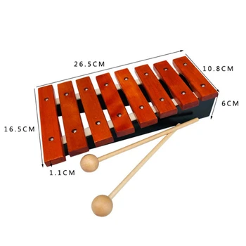 Musikinstrument 8 Noter Træ Xylofon Omfatter 2 Træ-Køller