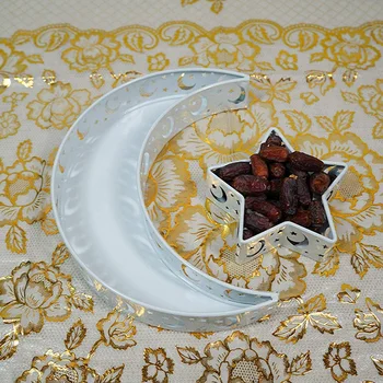 Muslimske Eid Fødevare Magasinet,Crescent Moon & Stjernede Eid Ramadan Mad Dessert Skuffe Wienerbrød Skuffe Tabel Dekoration til Fest