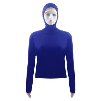 Muslimske Hooded Fuld Dækning Shirts Kvinder Toppe Solid Farve Baisc Tøj Arm-Cover Tyrkiet Islamisk Sport, Swim Wear Indre Hijab Top
