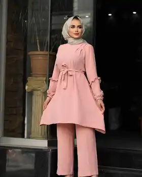 Muslimske Sætter Nye Arabiske Lange ærmer, Lange Bukser Robe Løs Plus Size Muslimske Kvinder, der Passer Abaya Tyrkiet Abaya Dubai Muslimske Mode