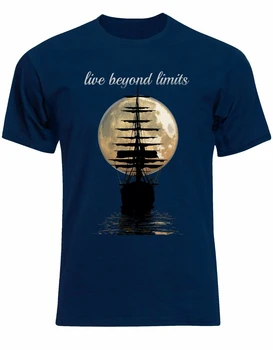 Månen Båd Leve Videre Grænser Citat Herre Kortærmet T-Shirt Tee Top