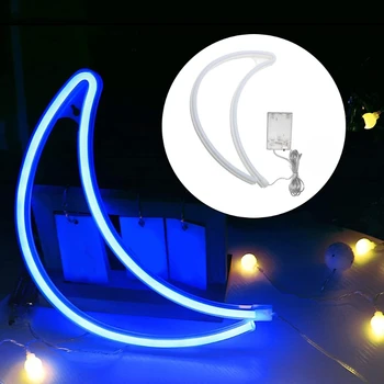 Månen Neon Tegn Nat Lys Kunst Dekorative Lys Væg Udsmykning til børneværelset Jul Fødselsdag Dekoration 85DB