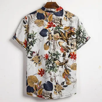 Mænd er sommer skjorte etniske kort-langærmet shirt mode afslappet bomuld trykt Hawaii-skjorte top størrelse M-3XL футболка 40*
