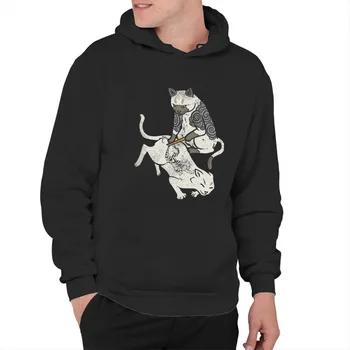 Mænd Hoodie Kat rentegning Tiger på Kat Irezumi Tatovering Kunstner Fashion Par Matchende Punk Hætte Sweatshirts Sweatshirt 46193