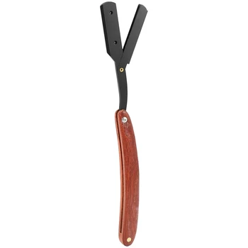 Mænd Intimbarbering Straight Edge Barberblade Rustfrit Stål Manual Razor Træ-Håndtag Folde Intimbarbering Kniv Barbere Skægget Cutter Pose
