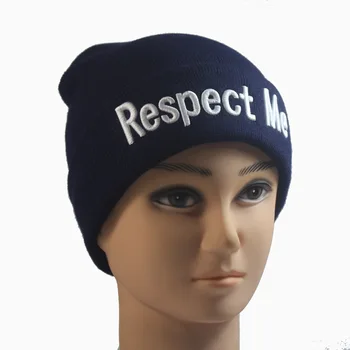 Mænd og kvinder respekterer mig brev broderet og strikket hat dække hip hop Ski Hat varm gave kan tilpasses
