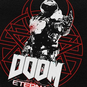 Mænd T-shirt Doom Evige Bomuld Tshirt Fritidssko Korte Ærmer Shooter Spil Slayers Skull T-shirt i Loose Fit Tøj Merch
