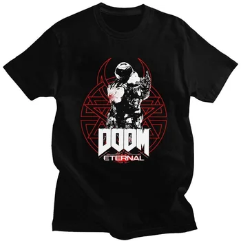 Mænd T-shirt Doom Evige Bomuld Tshirt Fritidssko Korte Ærmer Shooter Spil Slayers Skull T-shirt i Loose Fit Tøj Merch