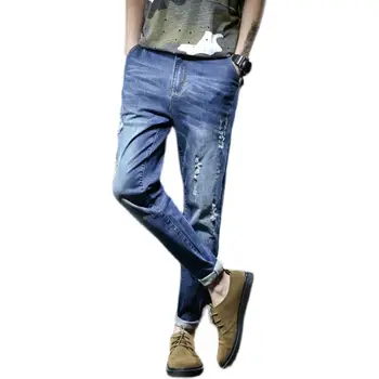 Mænds 2021 sommeren nye jeans, tynd sektion trendy mærke tendens ni-punkt bukser Slanke fødder fritids-Gratis fragt Kampagne