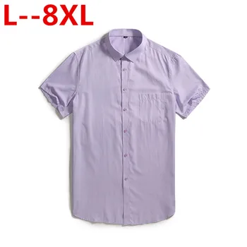 Mænds 8XL 6XL 4XL 5XL Casual Skjorte kortærmet Ren Farve Sommeren Mandlige Mode Hawaii Spænde Slim Fit Herre Skjorter