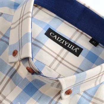 Mænds Bomuld langærmet Ternet Kontrast Ternet Skjorte Lomme-mindre Design Casual Standard-fit-Knappen Nede Gingham Shirts